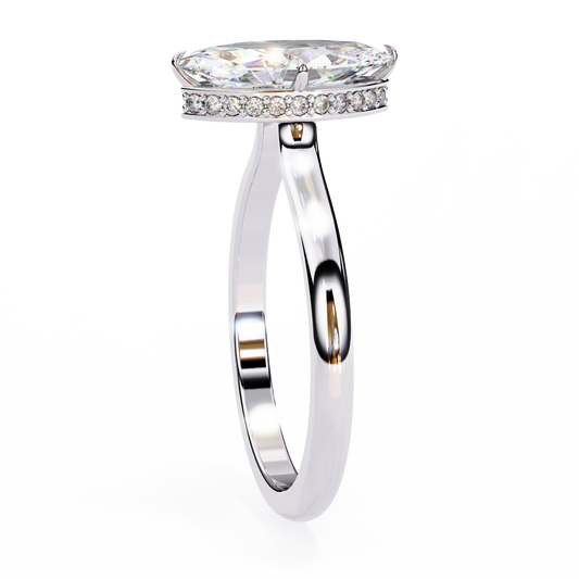 Marquise Cut Lab Diamond Solitaire Ring With Hidden Pave Halo - view 4