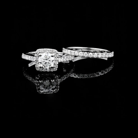 Round Cut Lab Diamond Women's Modern Pave Stackable Anniversary Set