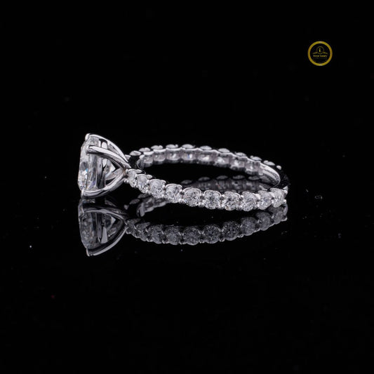 Round Cut Moissanite Pave Band Engagement Ring - view 3