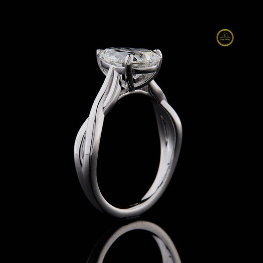 Pear Cut Moissanite Twisted Split Shank Solitaire Engagement Ring - view 2