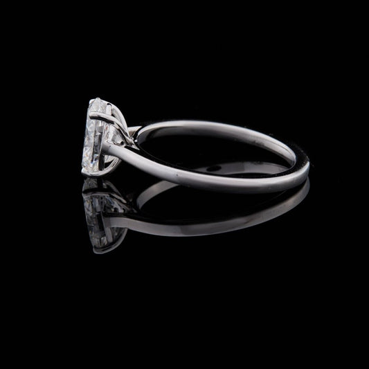 Cathedral Style Oval Cut Moissanite Solitaire Engagement Ring - view 3