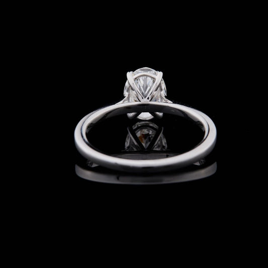 Cathedral Style Oval Cut Moissanite Solitaire Engagement Ring - view 2