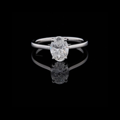 Cathedral Style Oval Cut Lab Diamond Solitaire Engagement Ring
