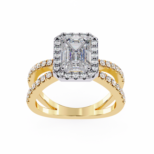 Emerald Cut Halo Lab Diamond Double Band Ring - view 2
