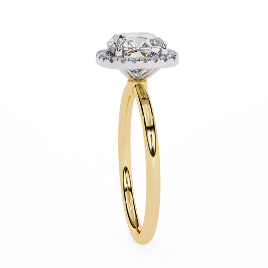 Cushion Cut Halo Lab Diamond With Cathedral Setting Ring - view 4