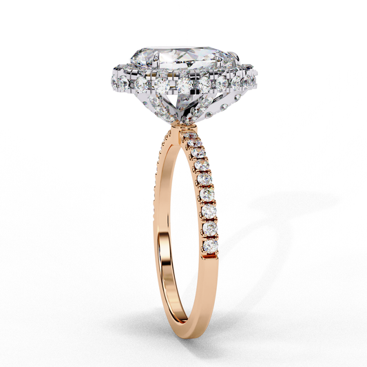 Pear Cut Halo Ring with Studded Band - view 4