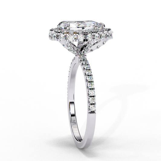 Pear Cut Halo Ring with Studded Band - view 2