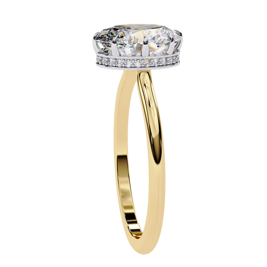 Hidden Pave Halo Oval Cut Moissanite Daily Wear Women Ring - view 2