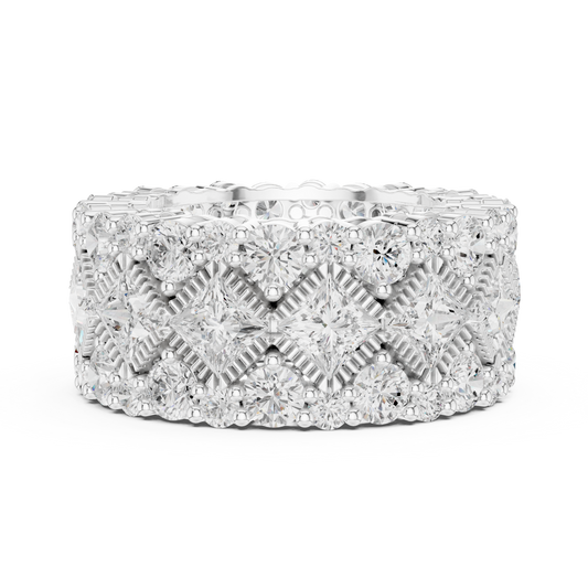 Round Lab Diamond Wide Band Statement Ring - view 3