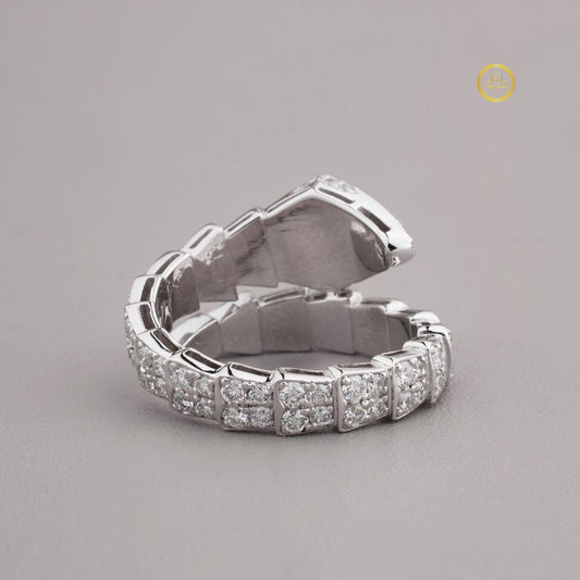 Moissanite Serpent Wrap Ring Pave Snake Design - view 4
