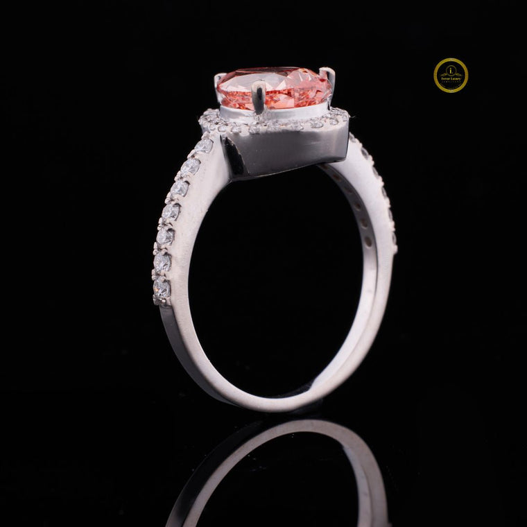 Fancy Vivid Orange Pear Cut Moissanite Halo Ring - view 2