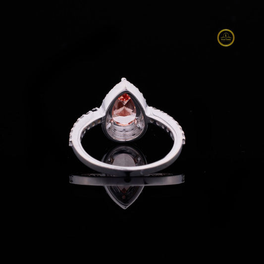 Fancy Vivid Orange Pear Cut Lab Diamond Halo Ring - view 4
