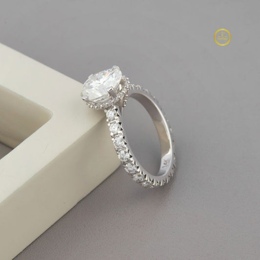 Oval Cut Lab Diamond Solitaire Pave Engagement Ring - view 2