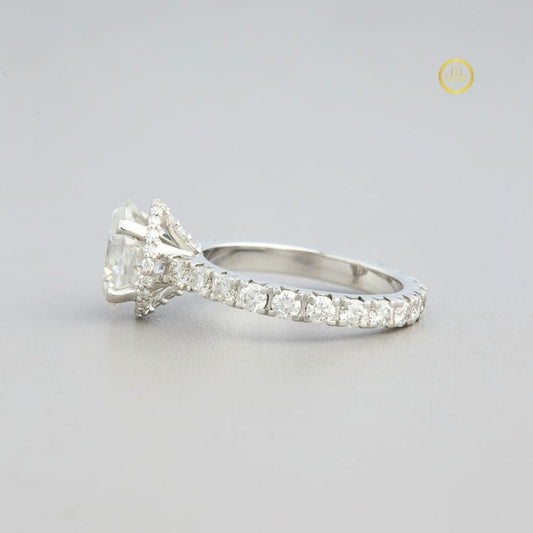 Oval Cut Moissanite Solitaire Pave Engagement Ring - view 3