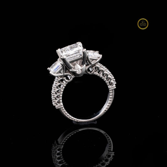 Princess Cut Moissanite Cathedral Engagement Ring Wedding Band - view 2