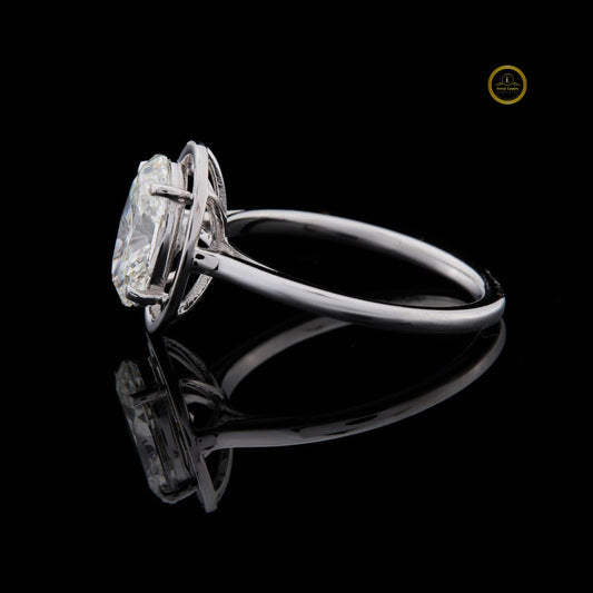 Oval Cut Framed Solitaire Engagement Ring - view 3