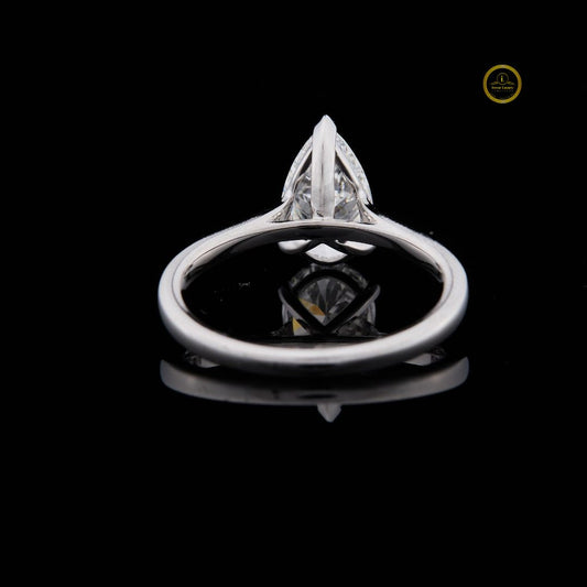 Solitaire Pear Cut Moissanite Engagement Ring - view 4