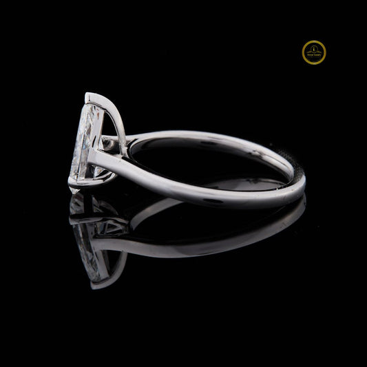 Solitaire Pear Cut Moissanite Engagement Ring - view 3
