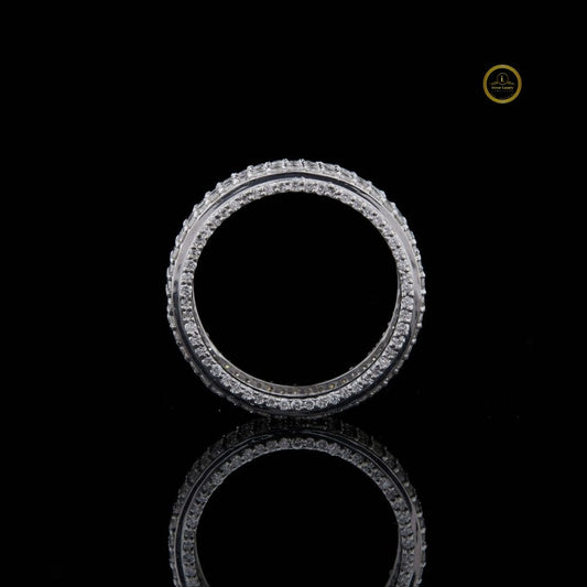 Round Cut Lab Grown Diamond Men's Full Eternity Micro Pave Wedding Band - view 3