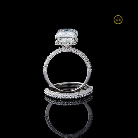 Emerald Cut Women's Delicate Micro Pave Eternity Bridal Band - view 3