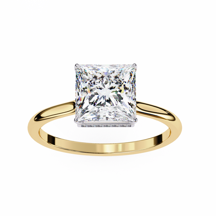 Princess Cut Moissanite Engagement Ring With Four Prong - view 2