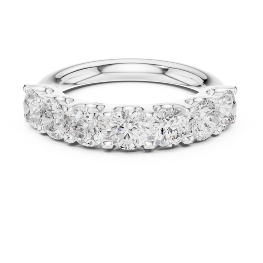 Round Lab Diamond Seven Stone Wedding Band - view 3