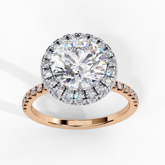 Round Brilliant Cut Halo Pave Ring - view 3