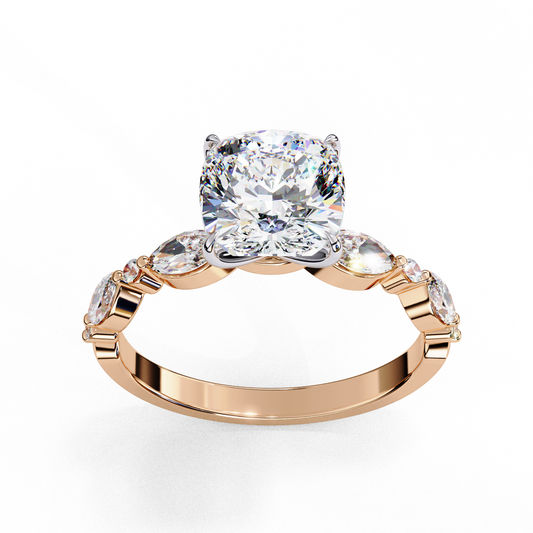 Pave Setting Cushion Cut Lab Diamond Anniversary Ring - view 3