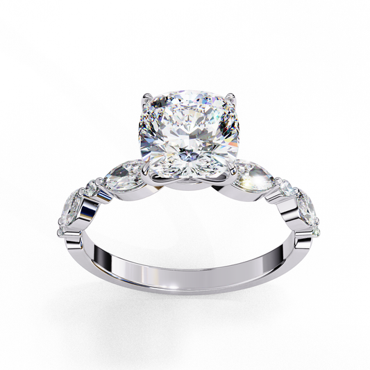 Pave Setting Cushion Cut Lab Diamond Anniversary Ring - view 4