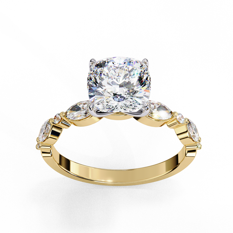 Pave Setting Cushion Cut Moissanite Anniversary Ring - view 2