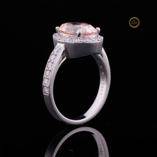Halo Fancy Intense Red Oval Lab Diamond Engagement Ring - view 2