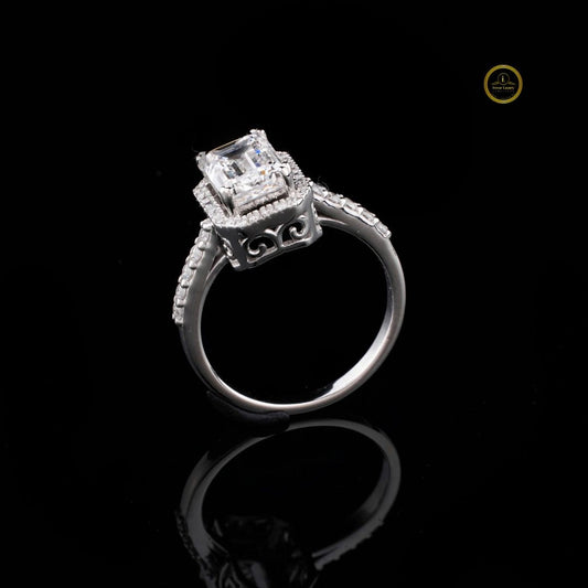 Emerald Cut Halo Lab Diamond Ring - view 2