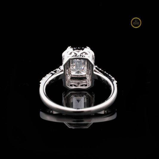Emerald Cut Halo Lab Diamond Ring - view 4