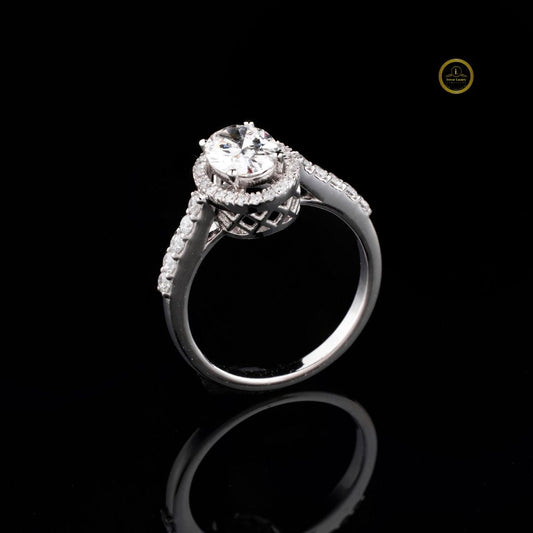 Oval Cut Hidden Halo Moissanite Ring - view 2