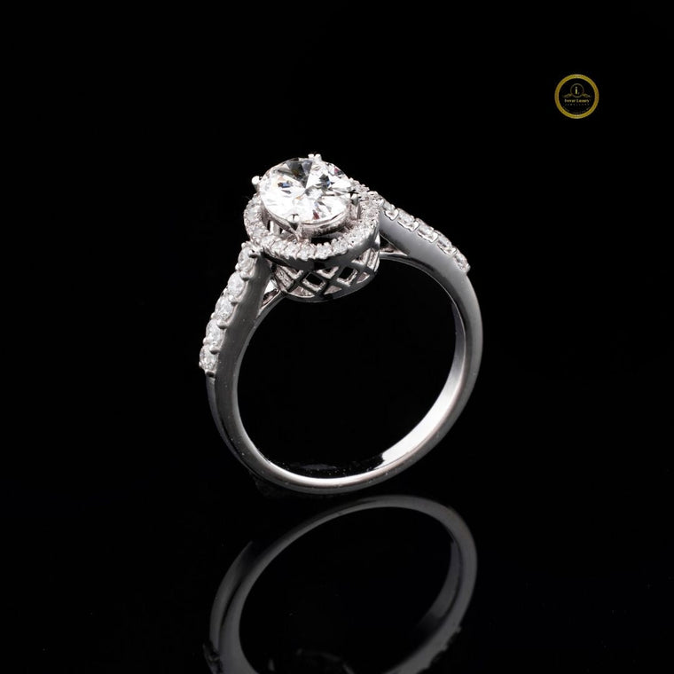 Oval Cut Hidden Halo Moissanite Ring - view 2