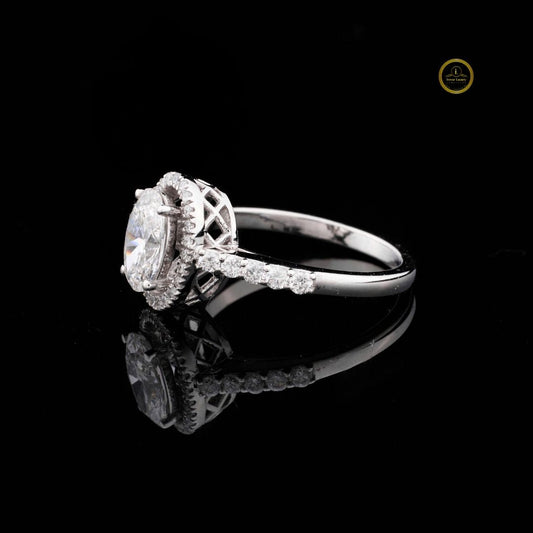 Oval Cut Hidden Halo Moissanite Ring - view 3