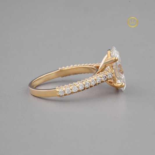 Oval Lab Diamond Wedding Ring With Full Pave Band - view 2