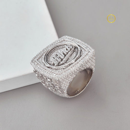 Custom Iced Out Monogram Signet Lab Grown Diamond Pave Ring - view 2