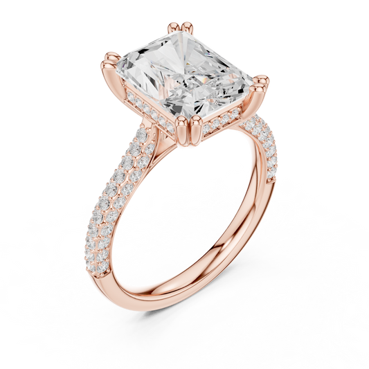 Hidden Halo Radiant Moissanite Solitaire Engagement Ring - view 3