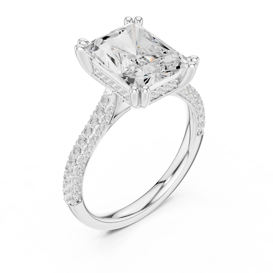 Hidden Halo Radiant Moissanite Solitaire Engagement Ring - view 4