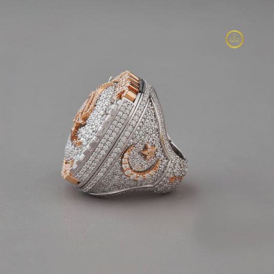 Arabic Calligraphy Iced Out Pave Lab Grown Diamond Hip Hop Ring - view 3