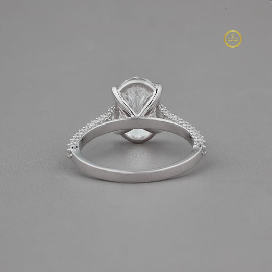 Oval Cut Lab Diamond Pave Setting Anniversary Ring - view 3