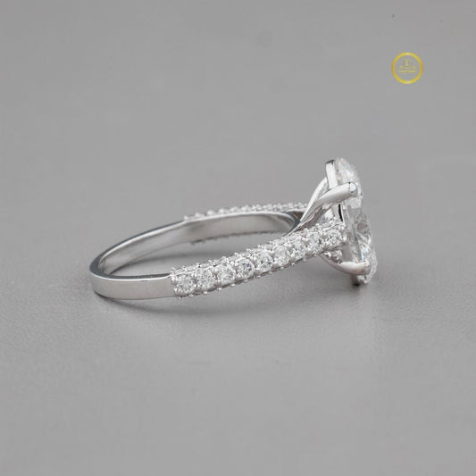 Oval Cut Moissanite Pave Setting Anniversary Ring - view 2