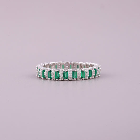 Green & White Natural Sapphire Diamond Ring - view 2