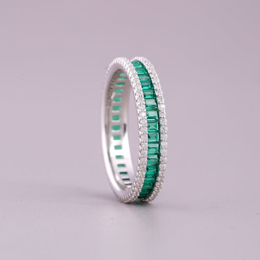 Baguette Natural Sapphire Diamond Ring Elegant Statement - view 4