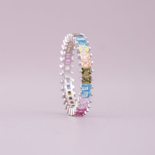 Multi Natural Sapphire Diamond Eternity Ring Stunning Colorful Wedding Band - view 4