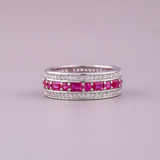 Natural Sapphire Diamond Split Shank Ring - view 2