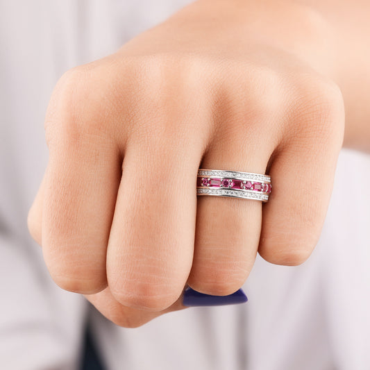 Natural Sapphire Diamond Split Shank Ring - view 3
