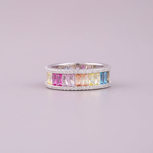 Natural Sapphire Diamond Emerald Cut Engagement Ring - view 2