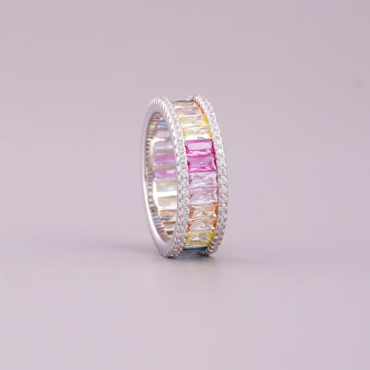 Natural Sapphire Diamond Emerald Cut Engagement Ring - view 4